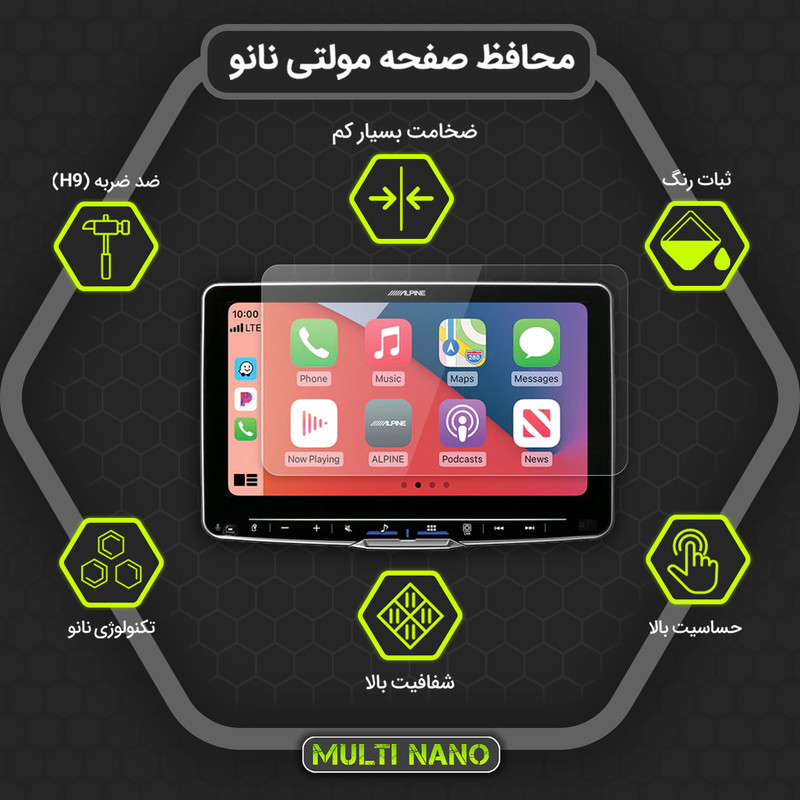 محافظ صفحه نمایش خودرو مولتی نانو مدل X-S2N مناسب برای ایران خودرو Tara بسته دو عددی