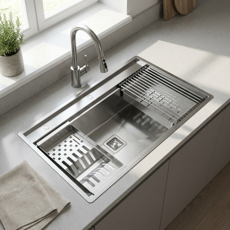 سینک ظرفشویی استیل توکار یک لگنه کمتال مدل A-104