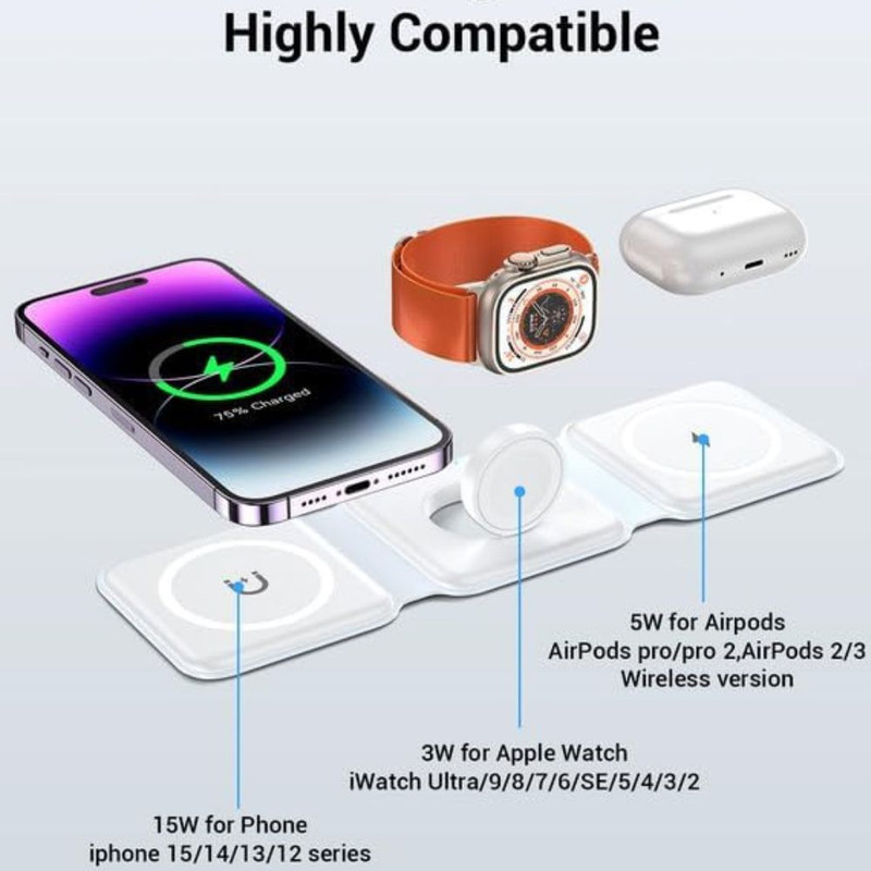 شارژر بی سیم مدل 3in1 magnetic wireless charger