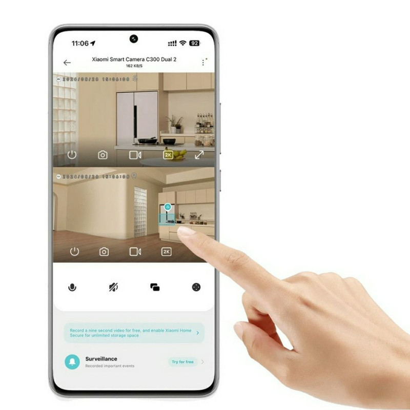 دوربین مداربسته تحت شبکه بی‌سیم شیائومی مدل C300 Dual MJSXJ22CM با لنز 3 مگاپیکسل، رزولوشن 1296×2304 پیکسل، پشتیبانی از کارت حافظه 16 تا 256 گیگ و اتصال Wi-Fi و بلوتوث