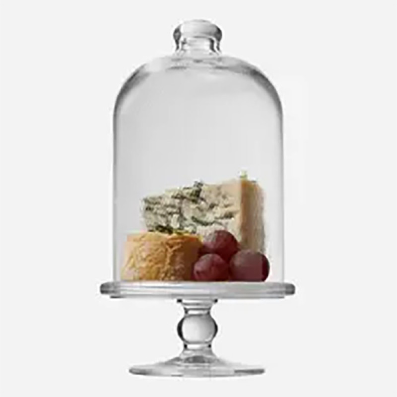ظرف سرو پایه‌دار و در‌دار شیشه‌ای مدل Midi Patisserie 96698، مناسب سرو کاپ کیک و ماکارون، قطر سینی 12.5 سانتی‌متر