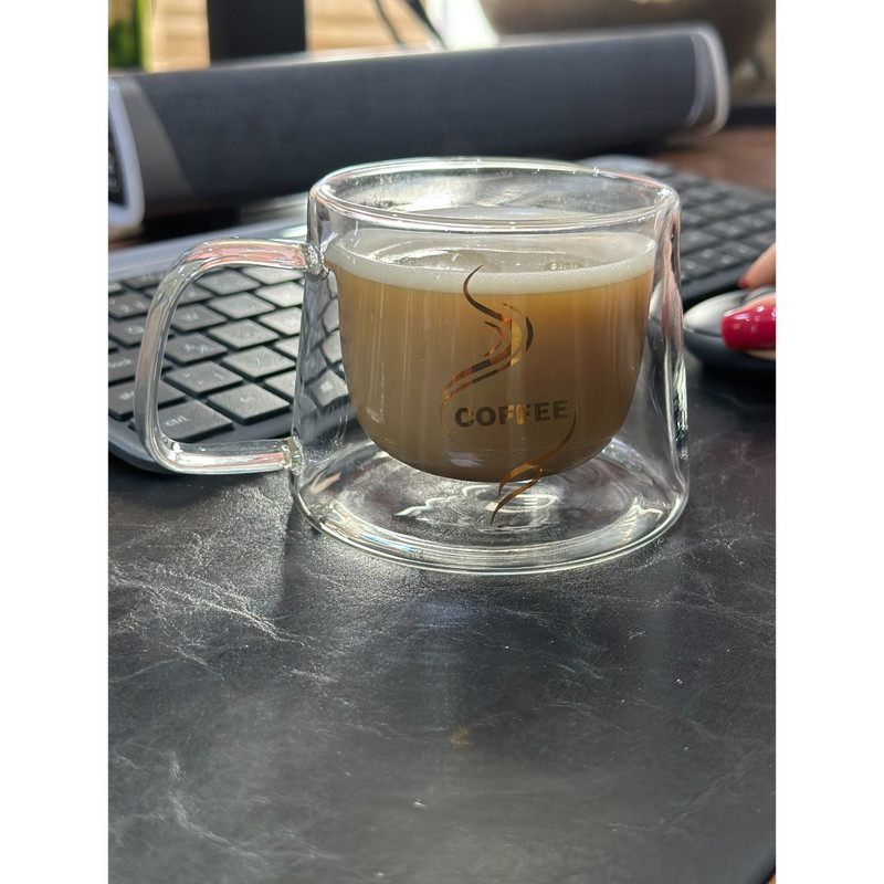 فنجان مدل دوجداره دسته دار مجموعه 2 عددی