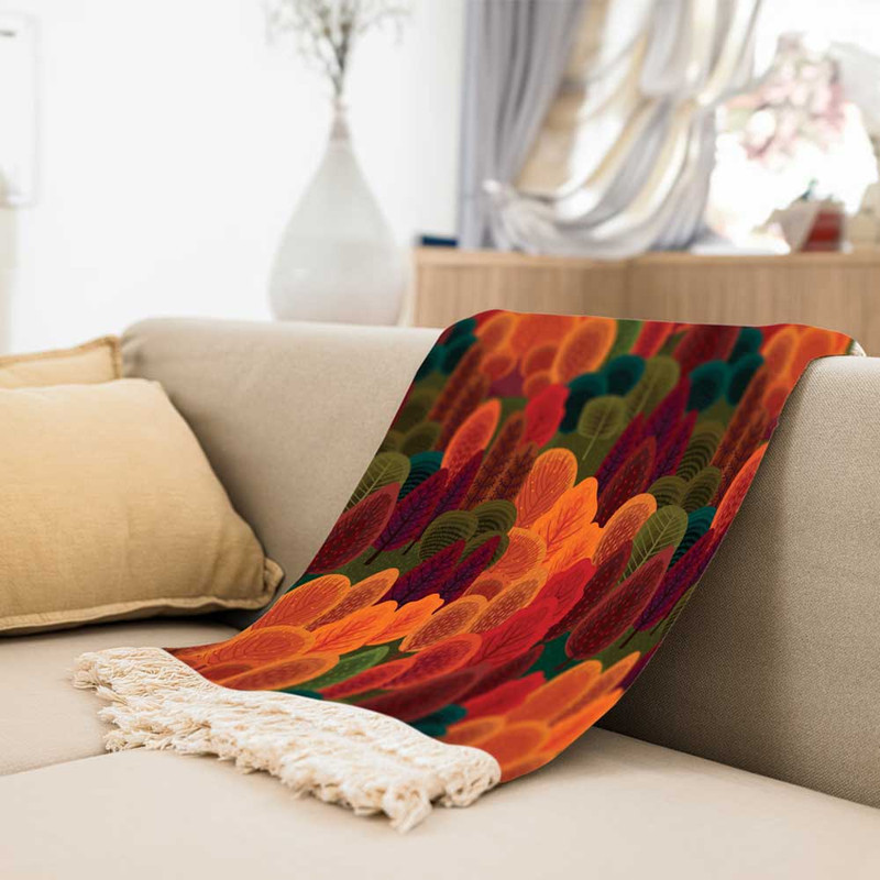 شال مبل طرح جنگل راش کدF2SH1085 سایز 98x180 سانتی متر