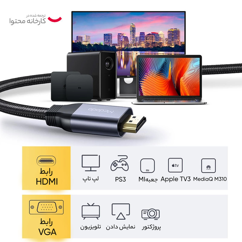 کابل تبدیل HDMI به VGA مک دودو مدل CA_777MCDO طول 2 متر