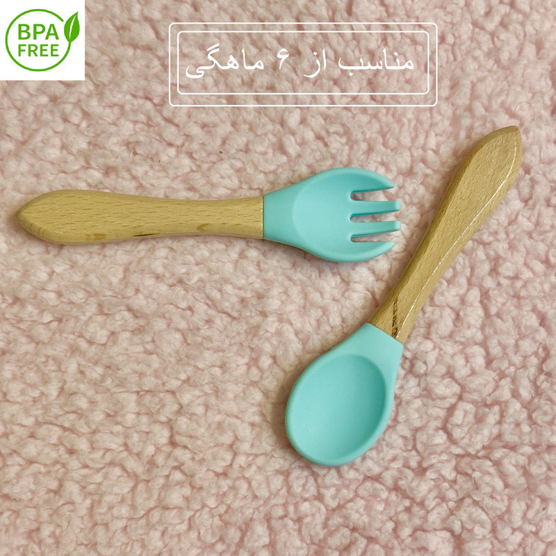 ست قاشق و چنگال کودک مدل چوبی کد 1001