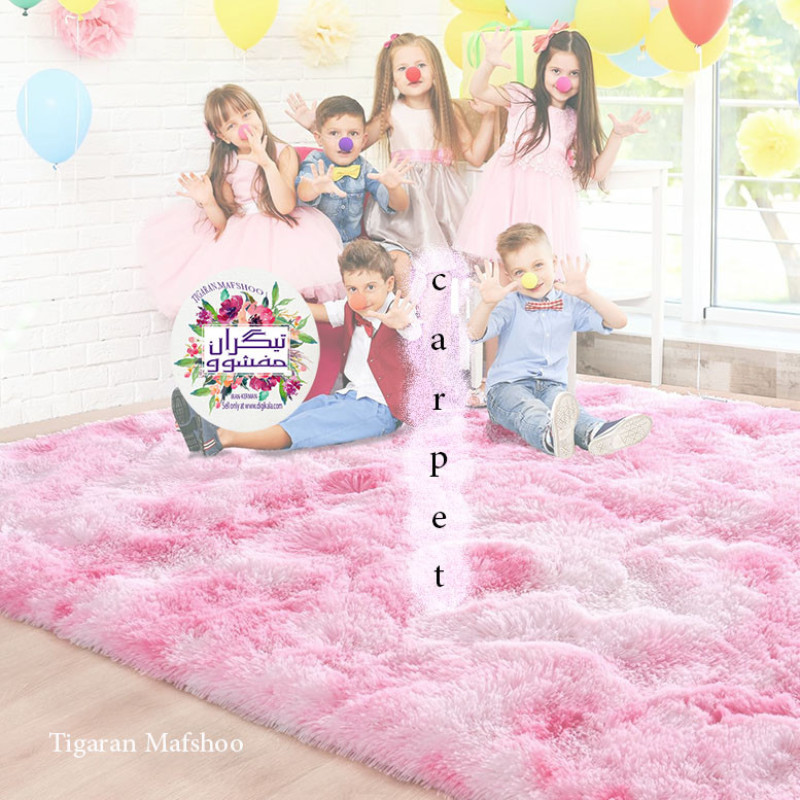 فرش ماشینی 400 شانه تیگران مفشوو زمینه صورتی حاشیه صورتی کمرنگ مدل UNICPINK