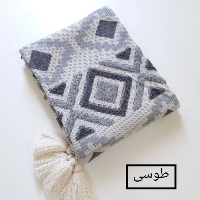 شال مبل و تخت مدل پانچدوزی سایز 142×175 سانتیمتر