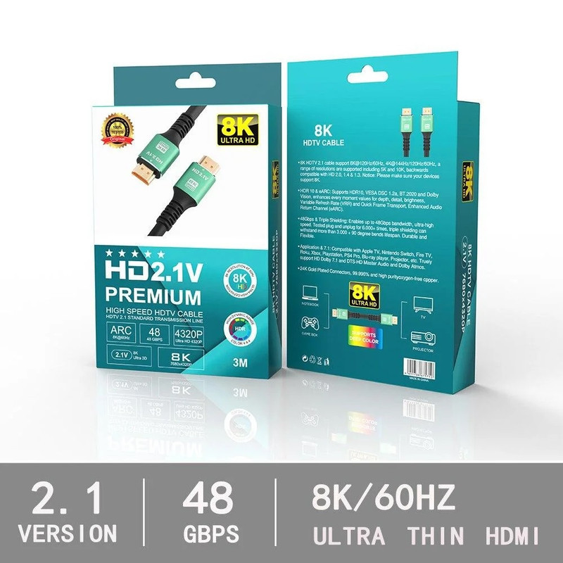 کابل HDMI مدل Premium-HD8K V2.1  طول 1.5 متر