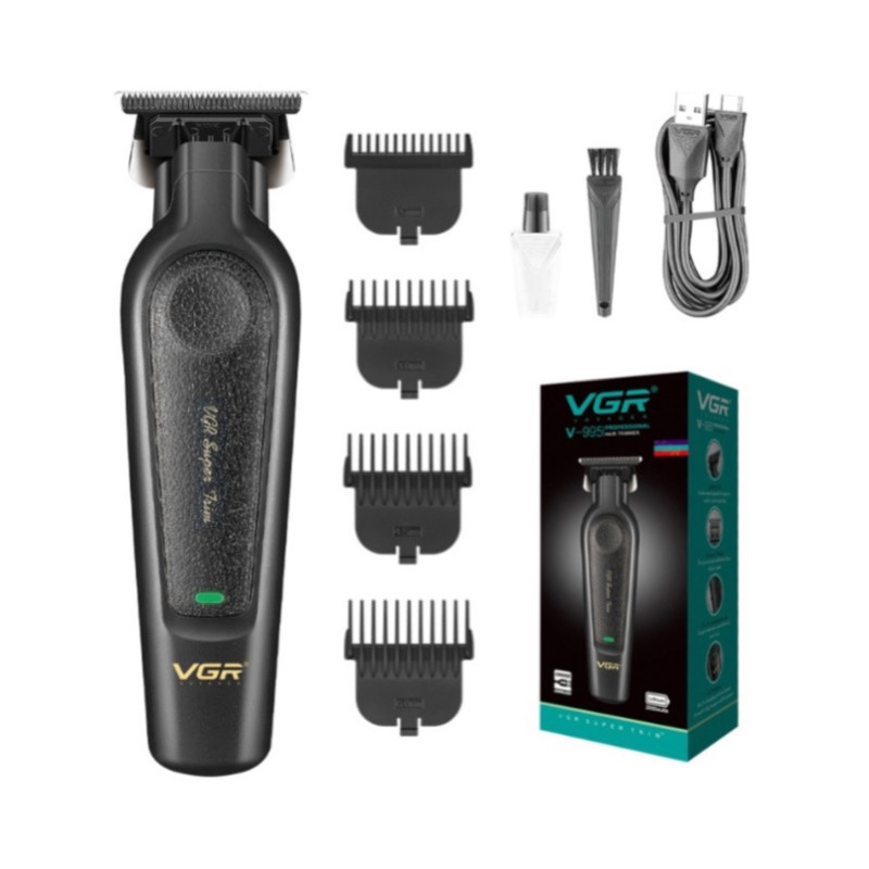 ماشین اصلاح موی سر و صورت وی جی آر مدل V-995 با تیغه کربن استیل، باتری لیتیوم یون 2000 میلی‌آمپر ساعت، شارژ USB، قابلیت تنظیم سرعت و طراحی ارگونومیک و سبک