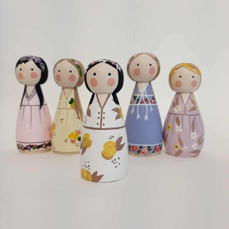 عروسک چوبی مدل پری ها مجموعه ۵ عددی
