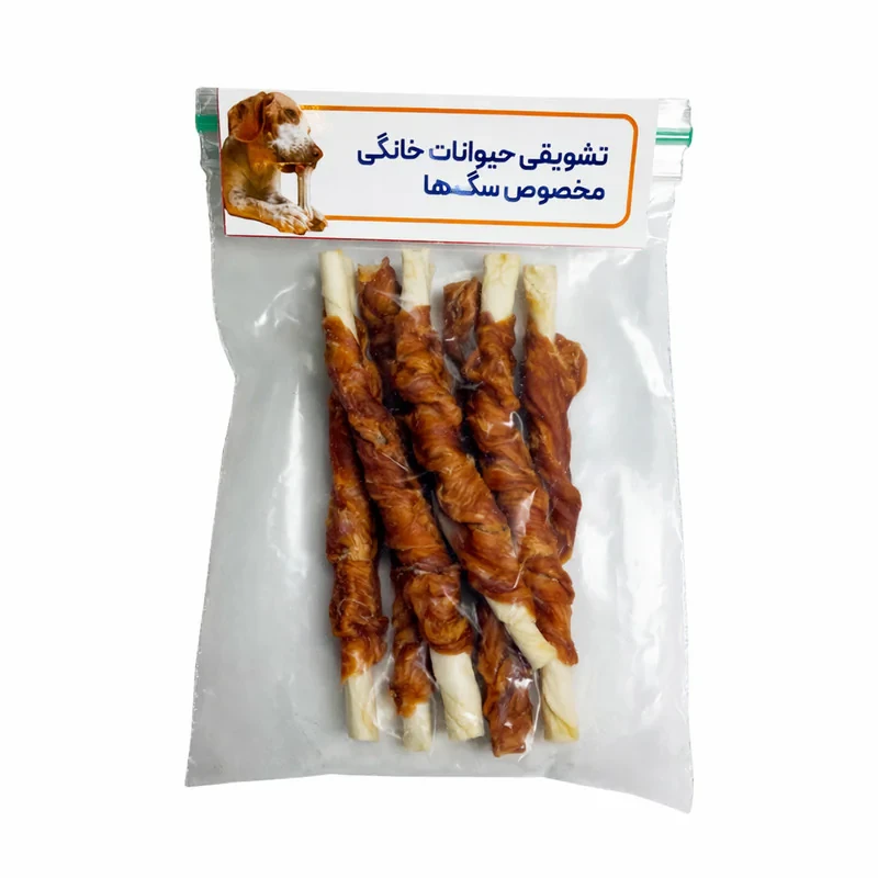 تشویقی سگ مدل دورپیچ گوشت وزن 100 گرم