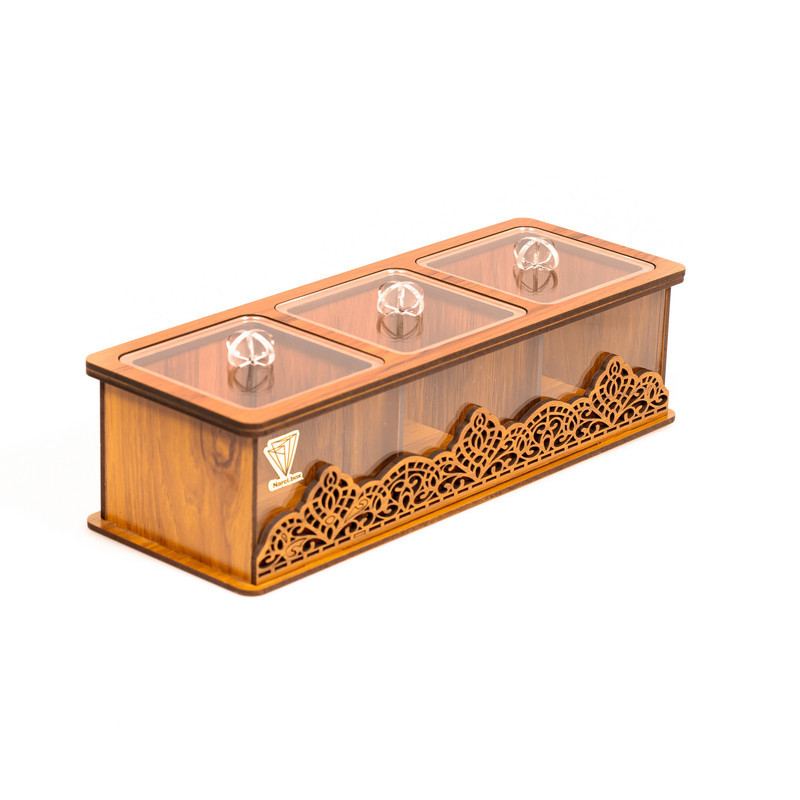 جعبه پذیرایی 3 خانه نارسی کد 03، مدل لوکسی، جنس MDF