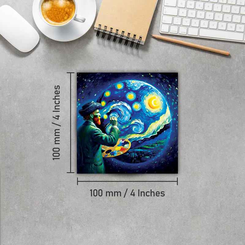 زیر لیوانی مدل رومادون طرح ونگوگ VanGogh و نقاشی شب پر ستاره کد 01
