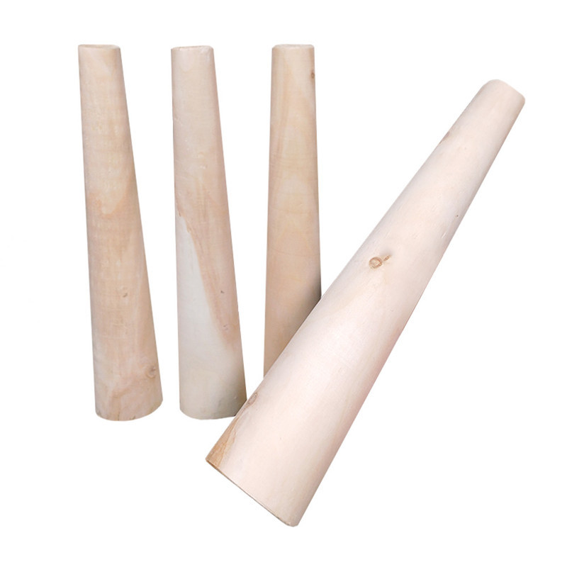 پایه میز عسلی مدل چوبی مخروطی خام کد D1-R25 بسته 4 عددی