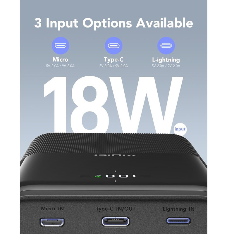 پاوربانک 12 وات وییسی مدل G3015 ظرفیت 30000 میلی‌آمپرساعت به همراه کابل USB-C