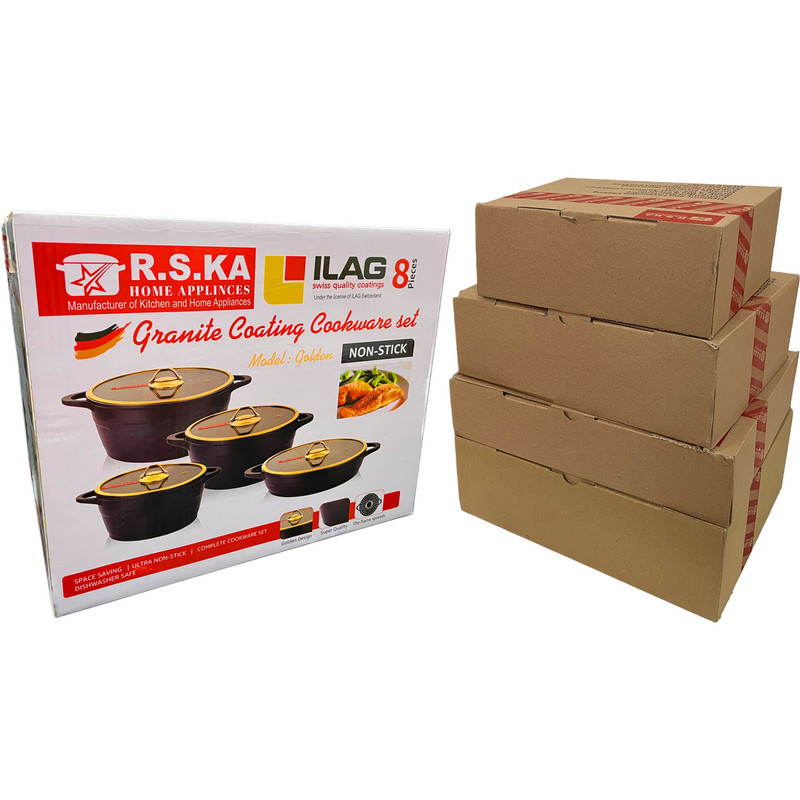 سرویس قابلمه و تابه گرانیتی 8 پارچه آرسکا مدل Golden
