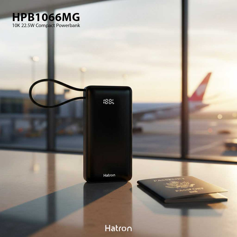 پاوربانک 22.5 وات هترون مدل HPB1066MG ظرفیت 10هزار میلی‌آمپرساعت