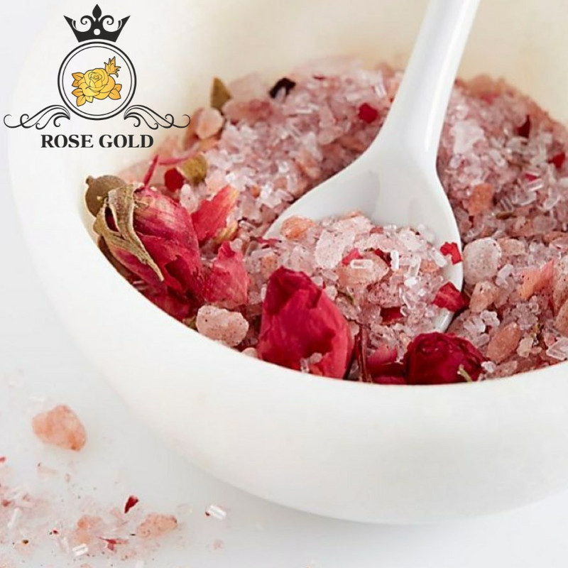 نمک حمام رز گلد مدل اسطوخودوس و گل رز وزن 1000 گرم