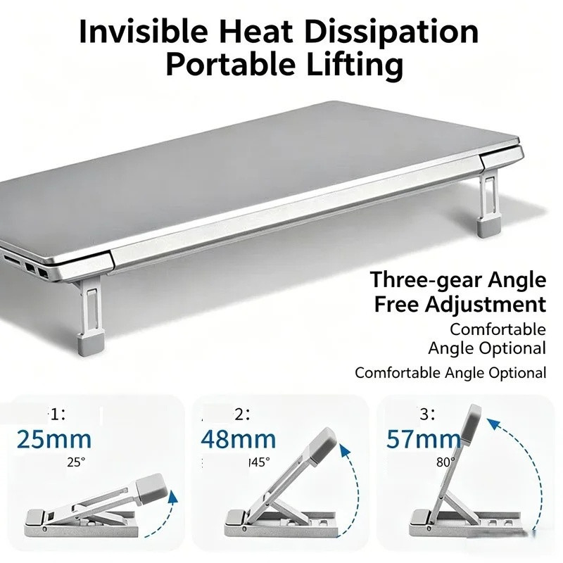پایه نگهدارنده لپ‌تاپ مدل S1 aluminum alloy مناسب برای لپ تاپ‌های 17 اینچی و کوچک تر بسته 2 عددی