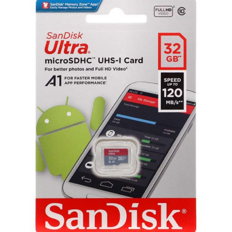 کارت حافظه  microSDXC مدل Ultra A1 کلاس 10 استاندارد UHS-I سرعت 120MBps ظرفیت 32 گیگابایت