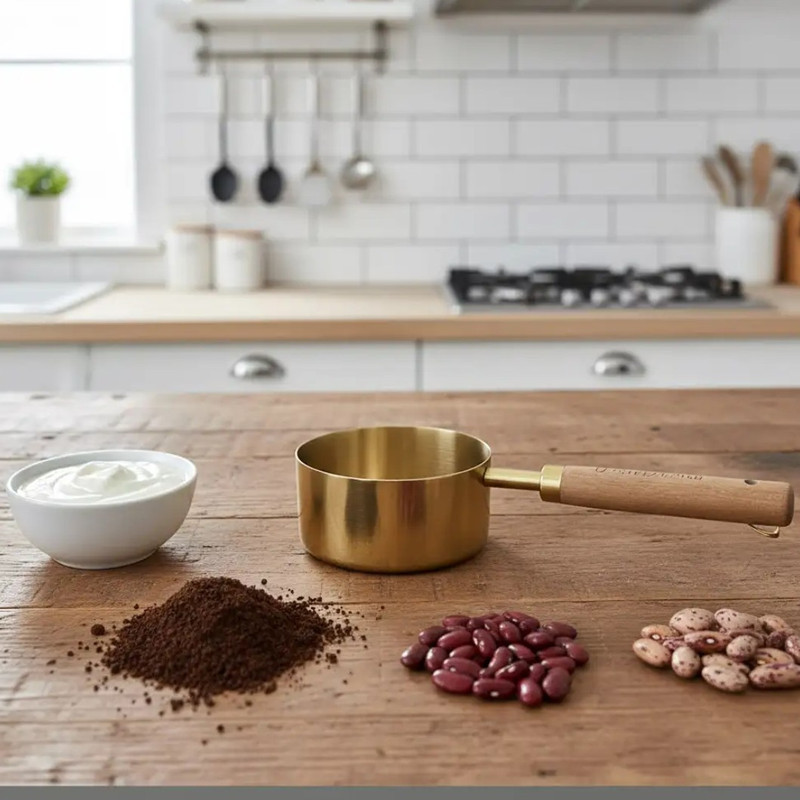 پیمانه اندازه گیری مدل استیل دسته چوبی کد HS125