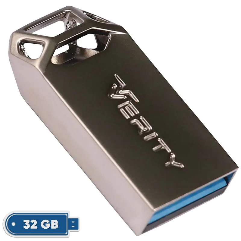 فلش مموری 32 گیگابایت وریتی مدل V-819 با رابط USB 2.0، بدنه فلزی مقاوم و ضد خش، سرعت انتقال 30 مگابایت بر ثانیه، سازگار با گوشی، تبلت، کامپیوتر و تلویزیون