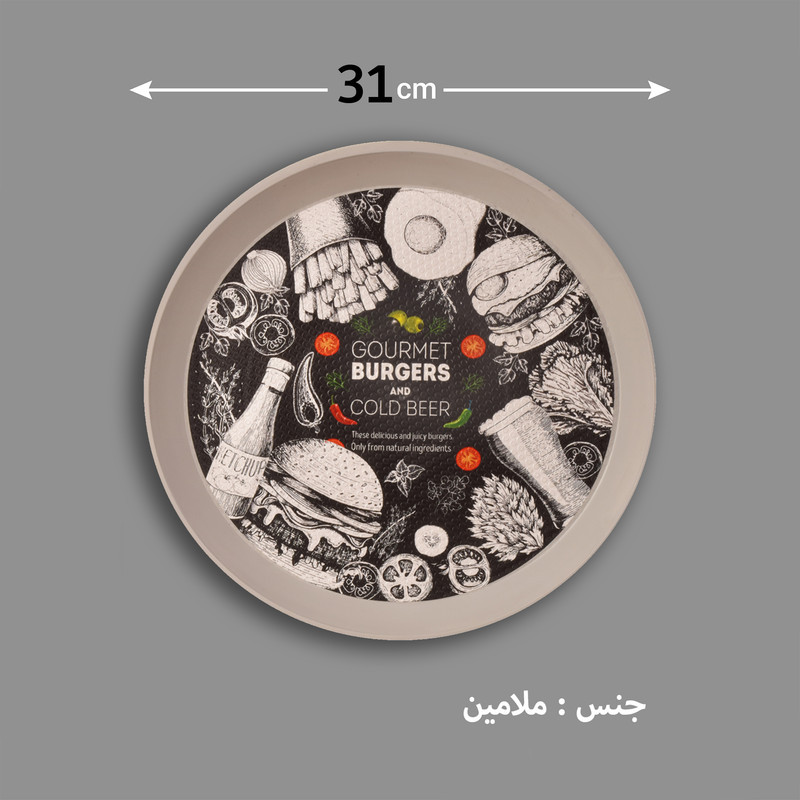 سینی بدون دسته مهروز مدل 6002 طرح Burgers سایز 40*40 سانتیمتر