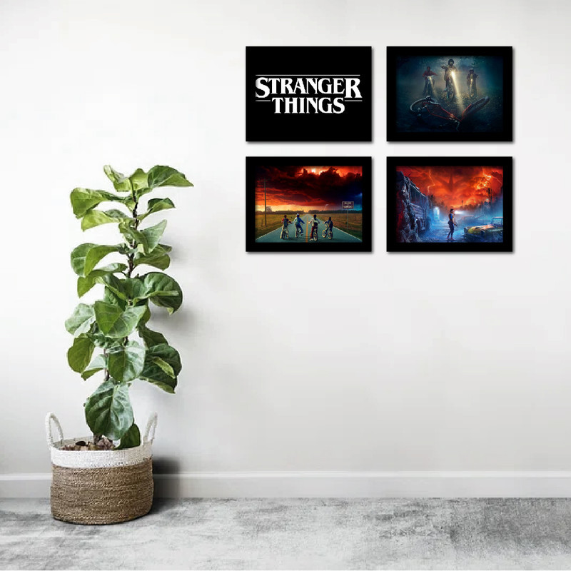 تابلو مدل چیز های عجیب طرح stranger things مجموعه 4 عددی