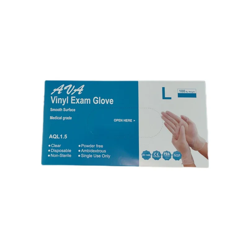 دستکش وینیل غیر پودری مدل 01L سایز بزرگ (L) بسته 100 عددی