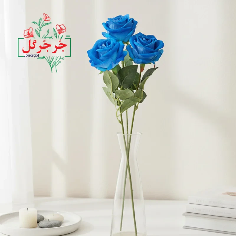 گل مصنوعی جُرجُرگل مدل شاخه رز مینیاتور بسته 3 عددی