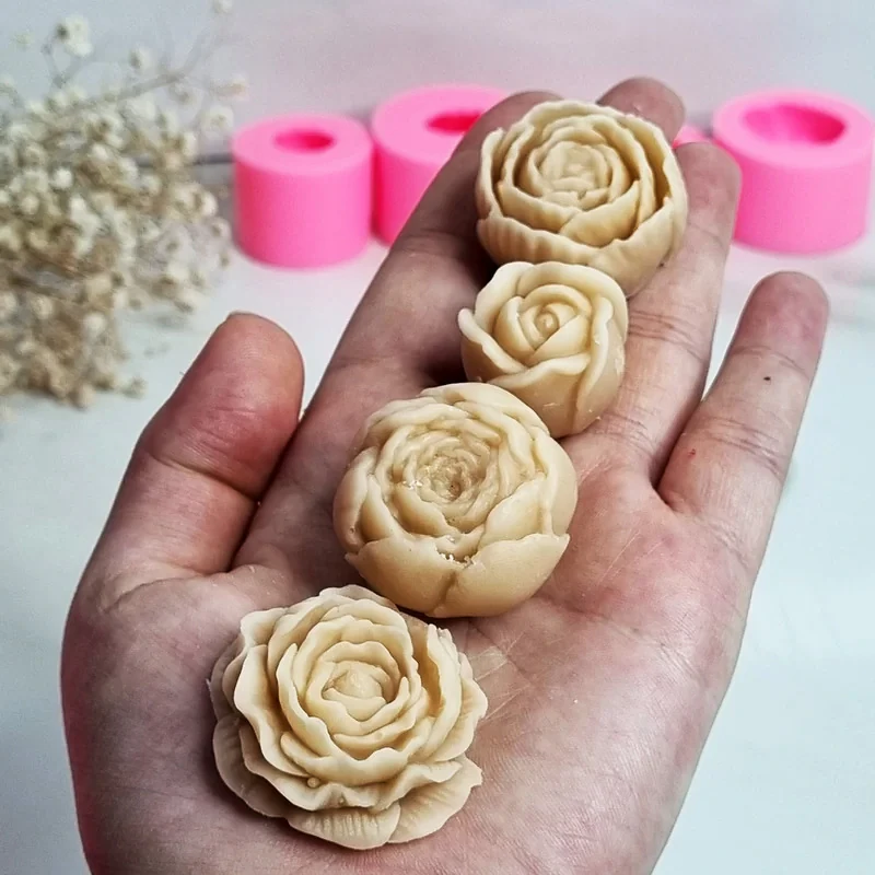 قالب شمع میتنگون مدل گل رز مینیاتوری مجموعه چهار عددی