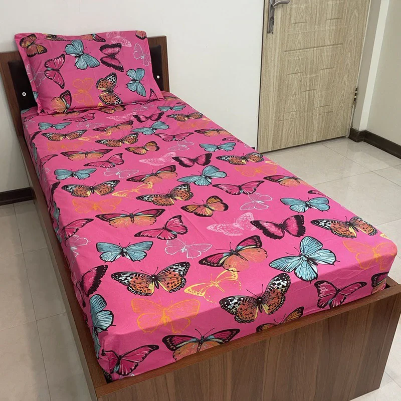 ملحفه مدل کشدار پروانه تک نفره سایز 200x90 سانتی متر