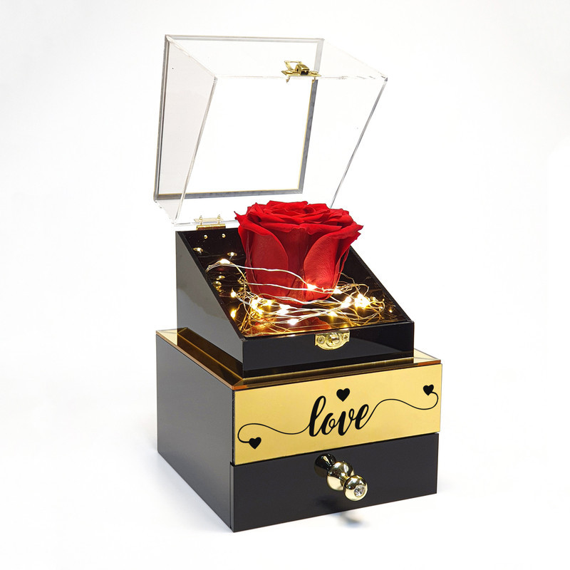 گل رز جاودان مدل گنجینه موزیکال طرح LOVE کد M01