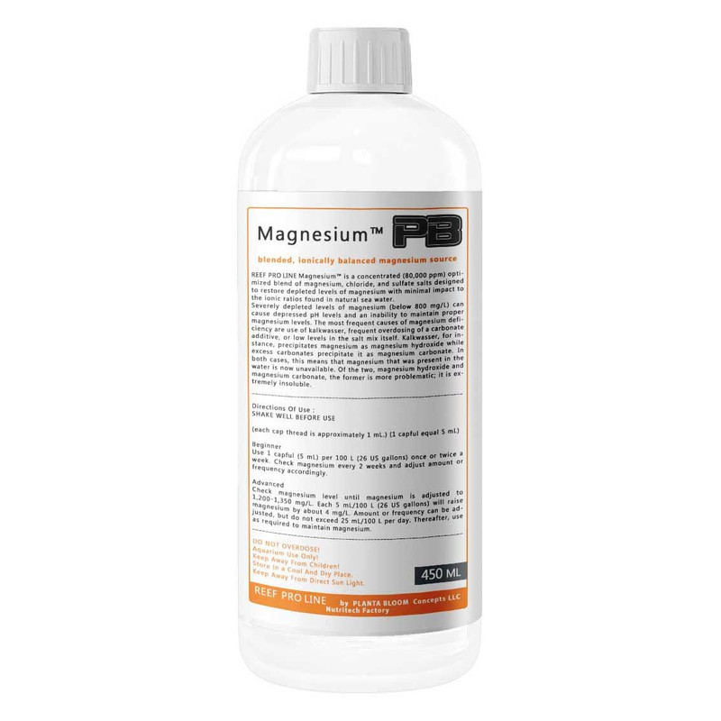 محلول منیزیم پلانتا بلوم مدل REEF PRO LINE Magnesium کد 01 حجم 450 میلی لیتر