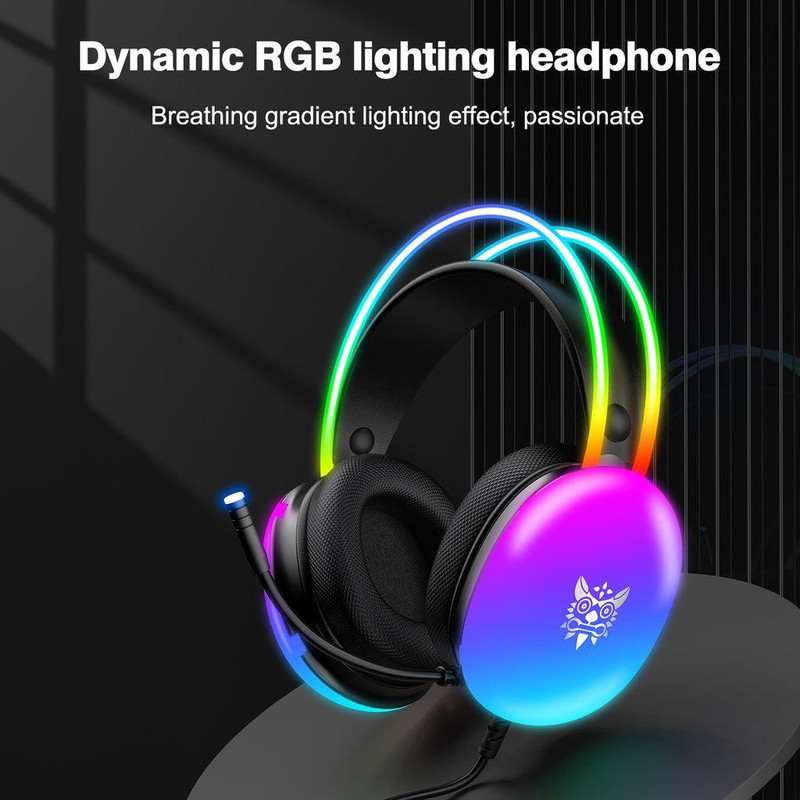 هدست گیمینگ اونیکوما مدل X25 RGB با نویز کنسلینگ میکروفون (ENC)، بدون قابلیت شارژ، اتصال از طریق جک 3.5 میلی متری صدا، دارای دکمه قطع و وصل میکروفون و دکمه کنترل صدا، طراحی ارگونومیک و بالشتک‌های نرم و قابل تنظیم، مقاوم در برابر رطوبت و عرق