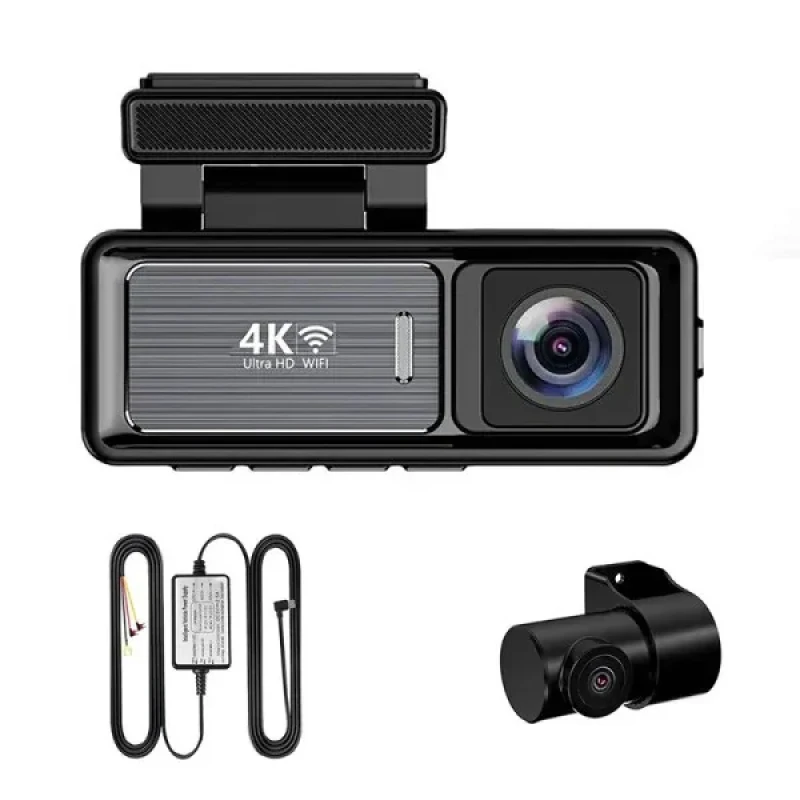 دوربین ثبت وقایع خودرو اتوویژن مدل 4kUHD به همراه دوربین عقب و رم 64 گیگ بایت و کیت برق مستقیم