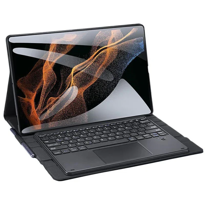 کیف کلاسوری کیبورد دار دوکس دوکیس مدل Tri-Fold مناسب برای تبلت سامسونگ Galaxy Tab S8 Ultra X900X906