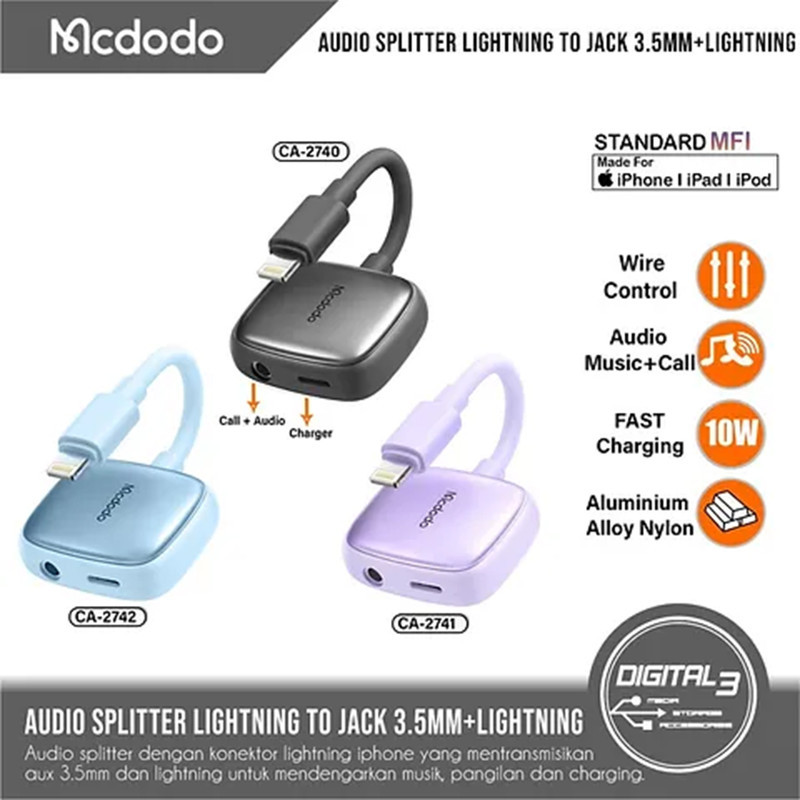 مبدل لایتنینگ به جک 3.5 میلیمتری   USB-C مک دودو مدل CA-2741