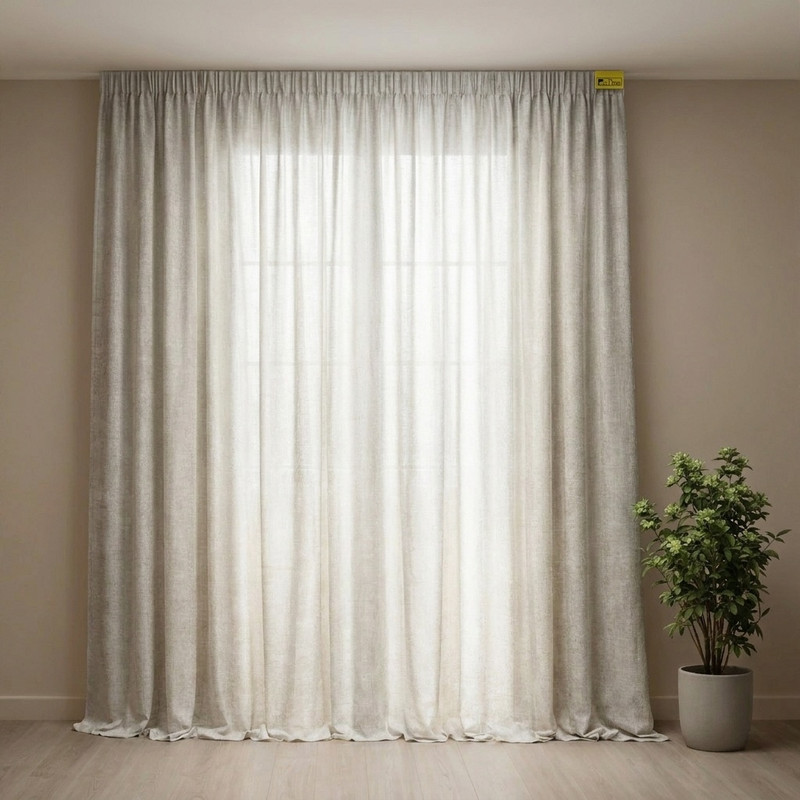 پرده تیکو دکو مدل دوخت ساده حریر کتان ژاکارت طرح محو  مدل بدون نیاز به آستر سایز 280 × 300 سانتی‌متر