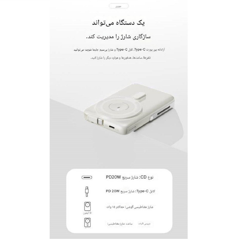 پاوربانک 22.5 وات جووی مدل JP522 ظرفیت 10000 میلی‌آمپرساعت