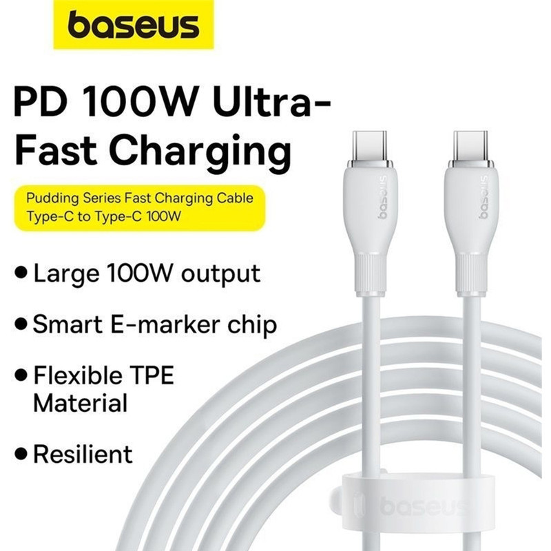کابل USB-C بیسوس مدل Pudding Series P10355702221-B2 طول 2 متر