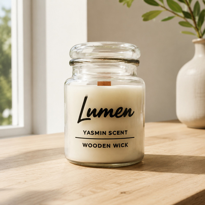 شمع دست‌ساز معطر مدل LUMEN-05 با رایحه گل یاسمن زمان اتمام 40 ساعت