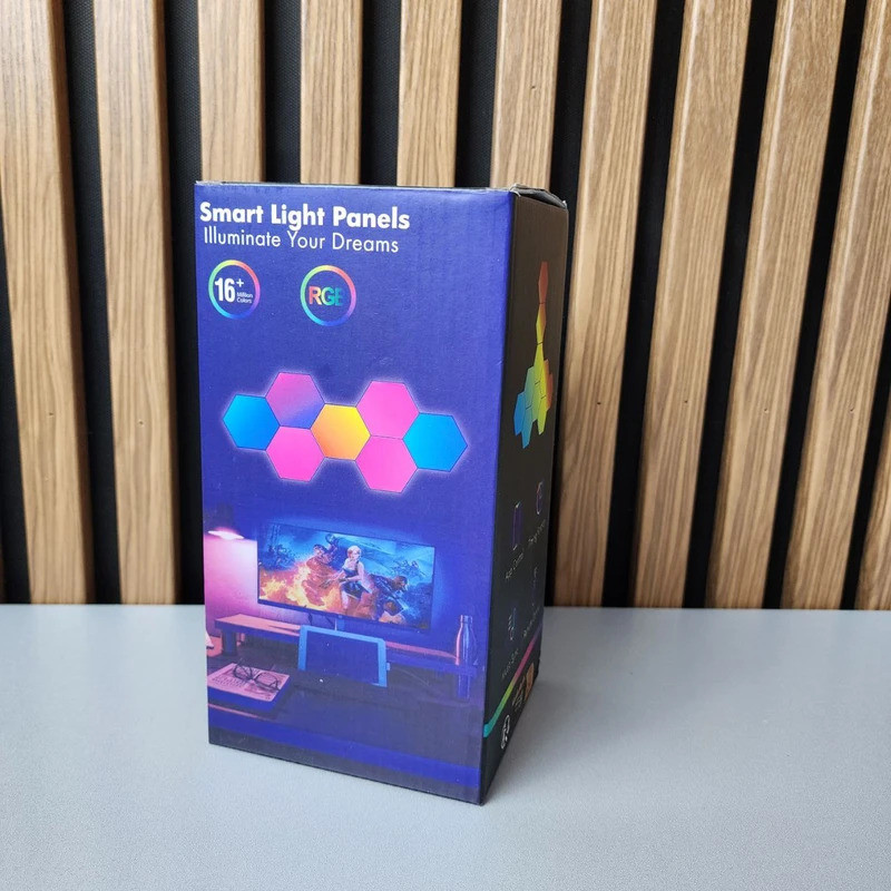 پنل‌ دیواری گیمینگ طرح شش ضلعی بسته 8 عددی
