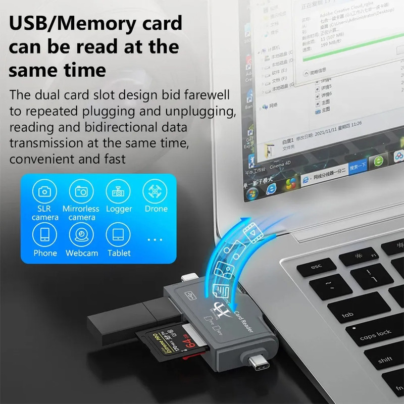 مبدل USB 3.0 OTG به USB-C MICROUSB لایتنینگ هارمن مدل CARDREADER PRO