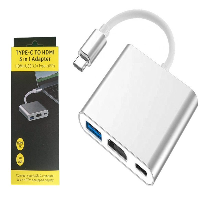 مبدل USB-C به USB-C  USB 3.0  HDMI 4K  مدل Adapter 3 in1