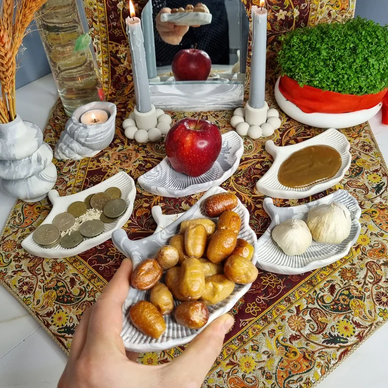 مجموعه ظروف هفت سین 10 پارچه مدل راسپینا