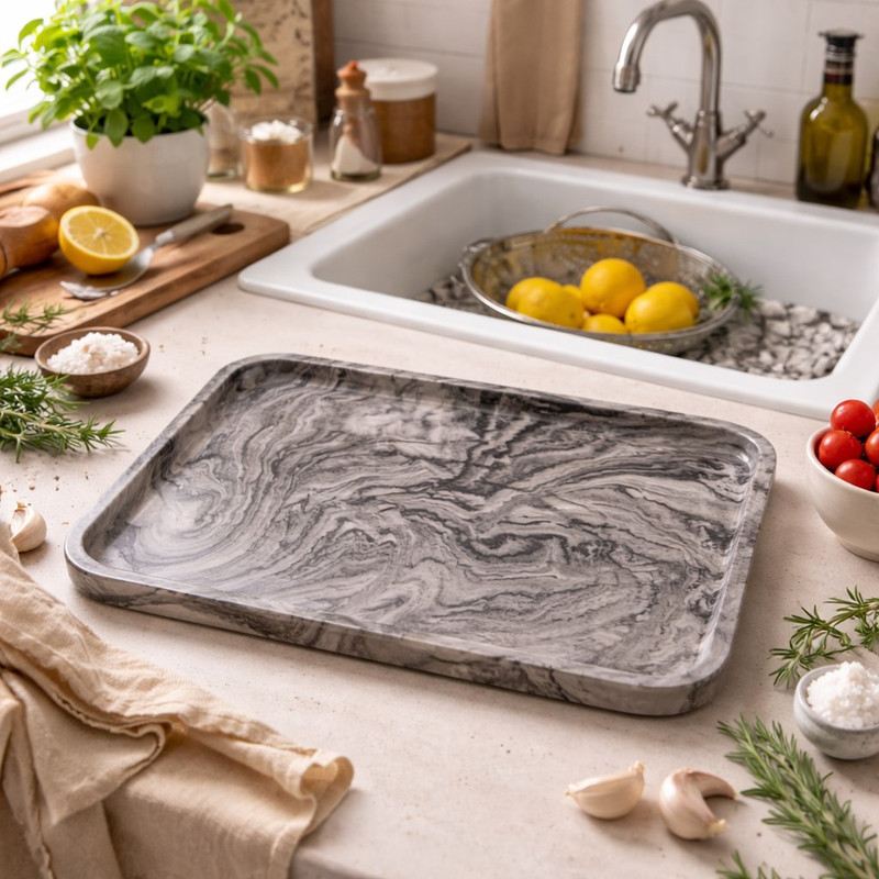سینی بدون دسته مدل بتنی کد ws1 سایز 30×15 سانتی متر