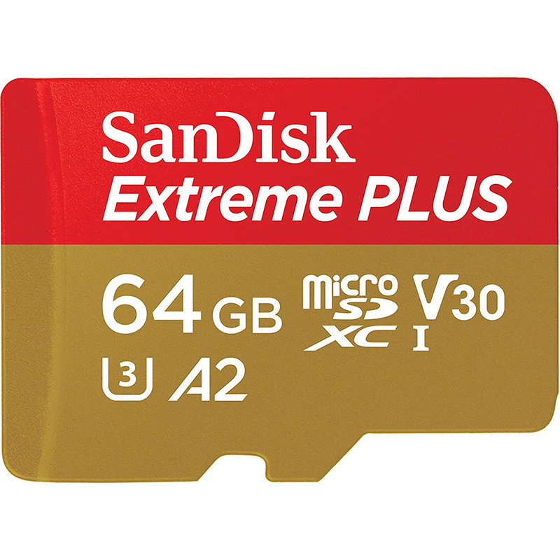 کارت حافظه microSDXC سن دیسک مدل extreme plus V30 کلاس 10 استاندارد UHS-I U3 سرعت 170MBps ظرفیت 64 گیگابایت به همراه آداپتور sd