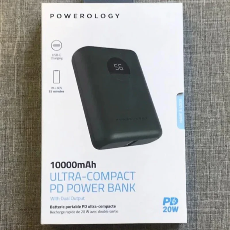 پاوربانک 20 وات پاورلوژی مدل Ultra Compact PPBCHA04 ظرفیت 10000 میلی‌آمپرساعت