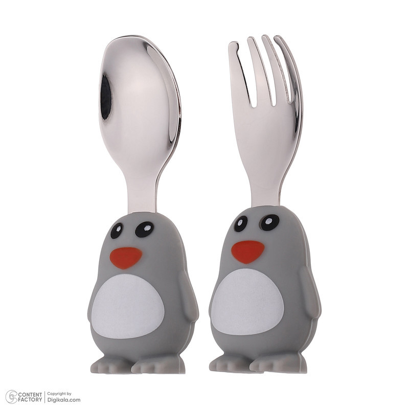 قاشق و چنگال کودک مدل Penguin بسته 2 عددی